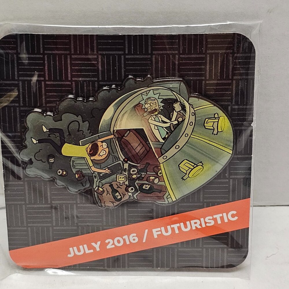 Rick and Morty Collect Enamel Pin Futuristic Badge Loot Crate DX Exclusive 2016